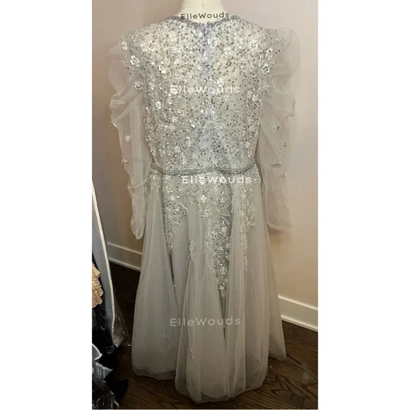 Mac Duggal Embellished Gathered Long Sleeve A-Line Gown, $798, 20444, Size 16 - Picture 3 of 4